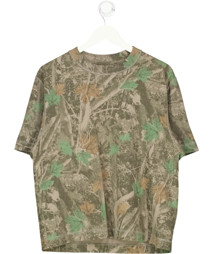 Abercrombie & Fitch Green Premium Heavyweight Cropped Camo Tee UK S