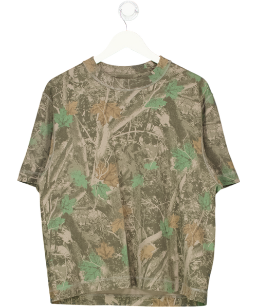 Abercrombie & Fitch Green Premium Heavyweight Cropped Camo Tee UK S