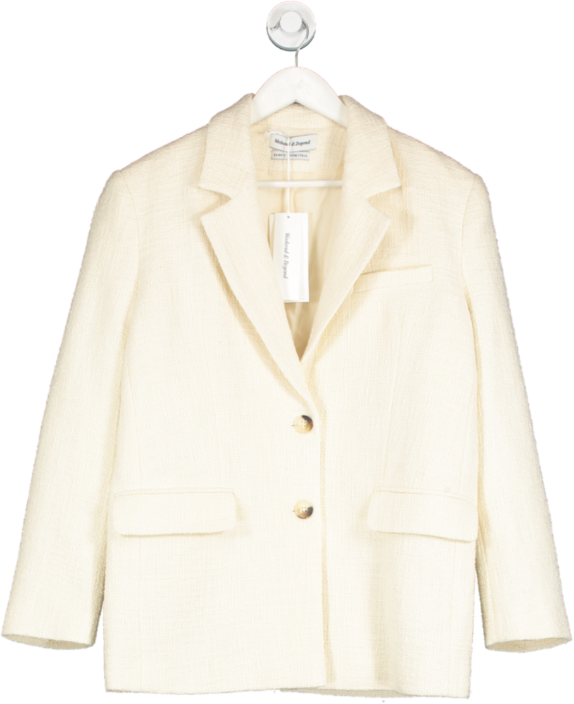 Weekend and Beyond Cream Meryl Tweed Blazer UK S
