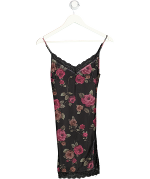 MOTEL Black Rose Print Mini Dress UK S