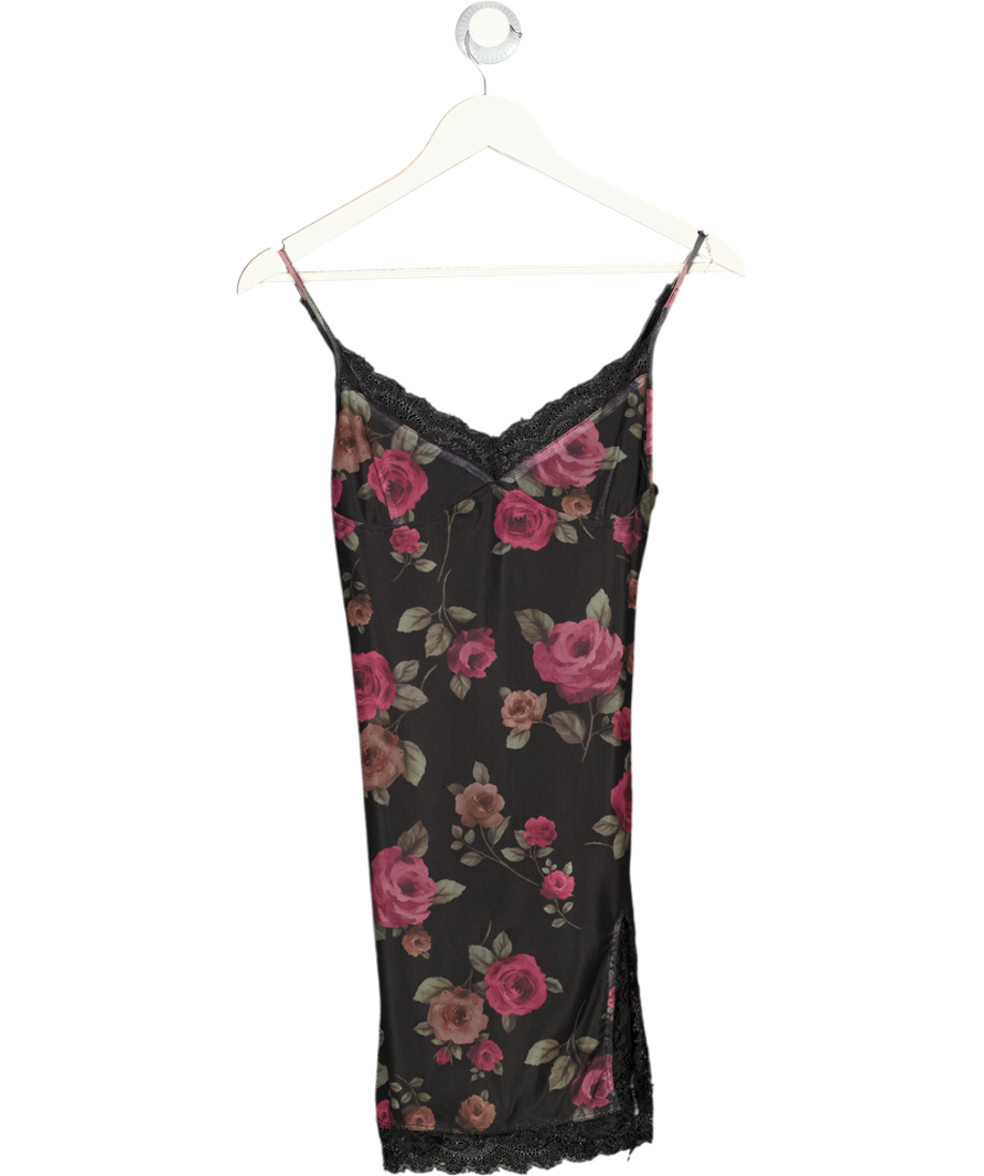 MOTEL Black Rose Print Mini Dress UK S