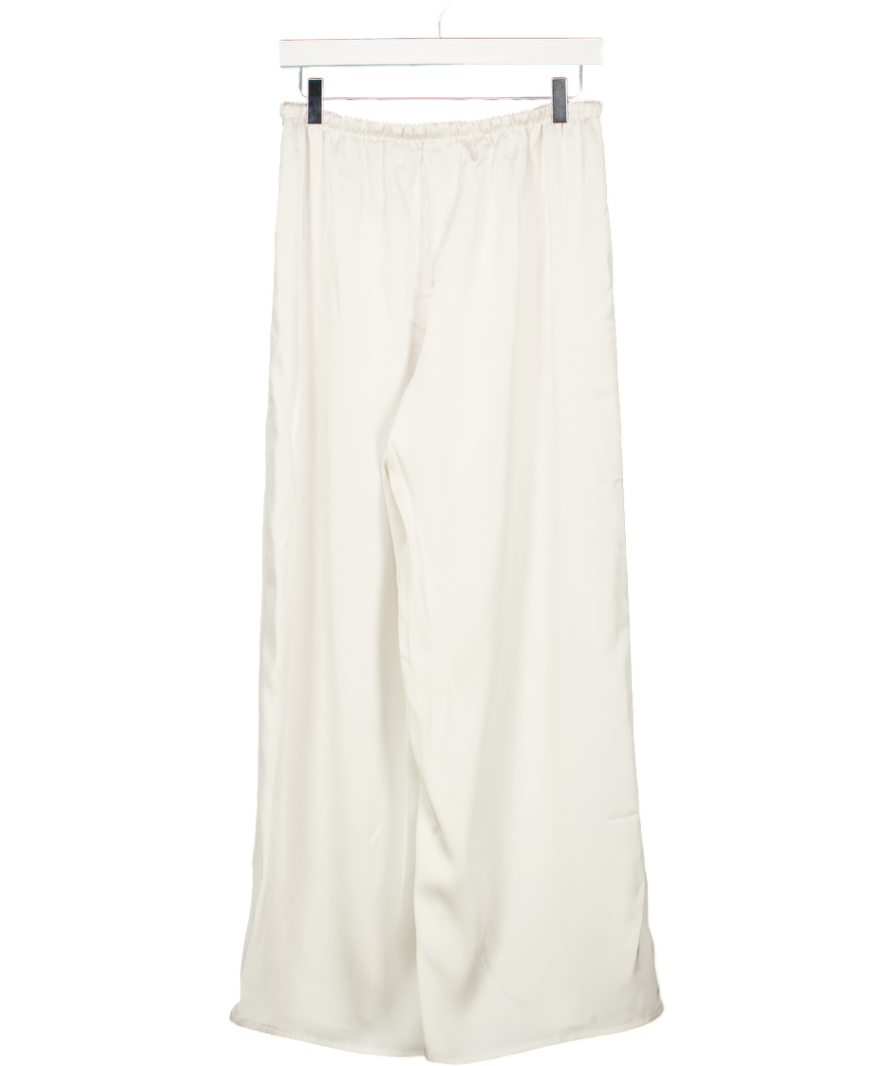 LOUNGE Cream Ivory White Satin White Leg Trousers UK S