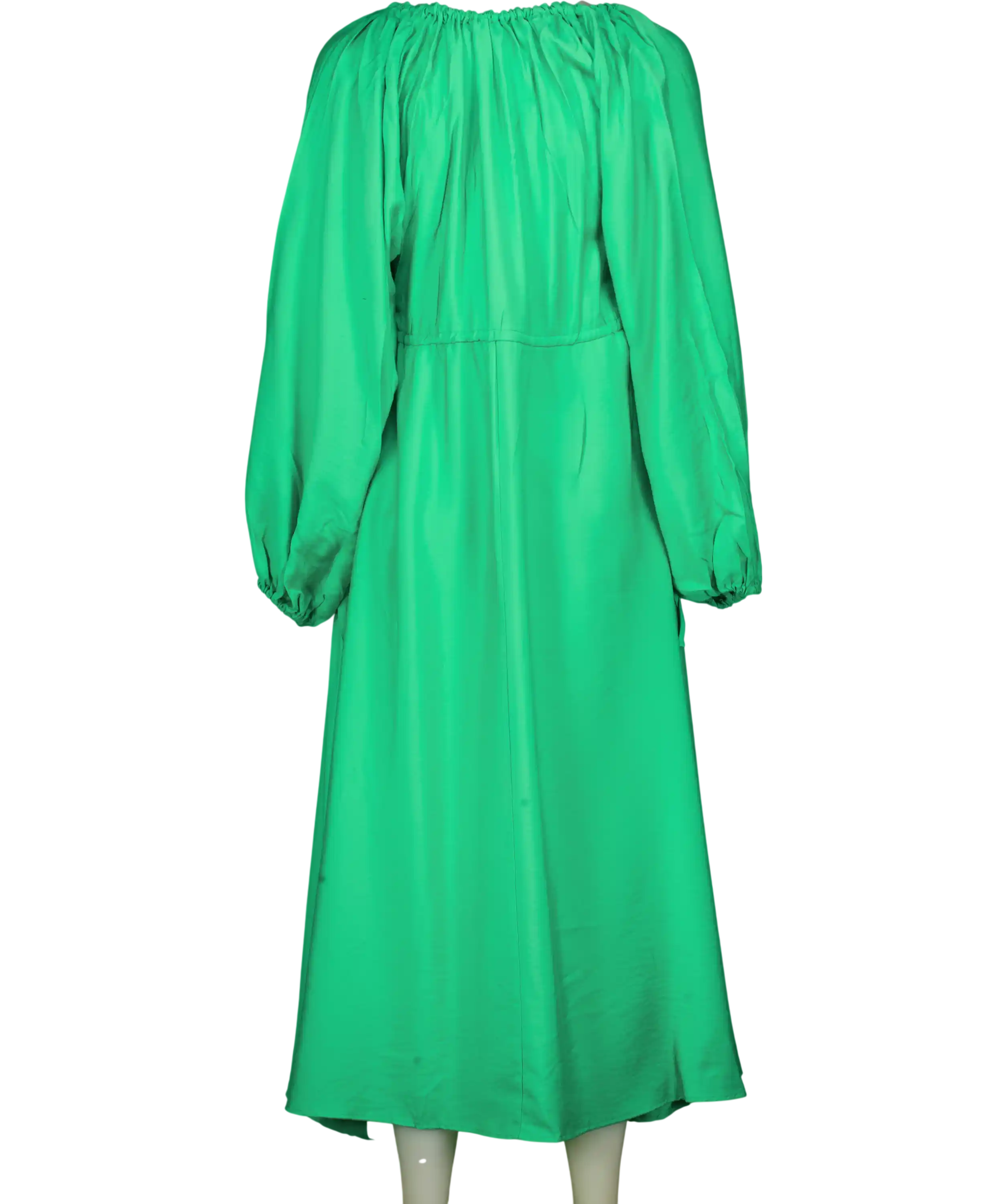 Topshop Textured Ruched Channel Midaxi Dress In Green UK 8