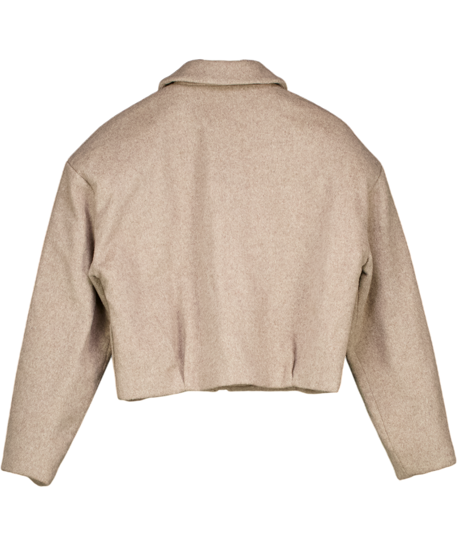 ATELIER NINETY FIVE Beige Wool Blend Boxy Jacket UK S