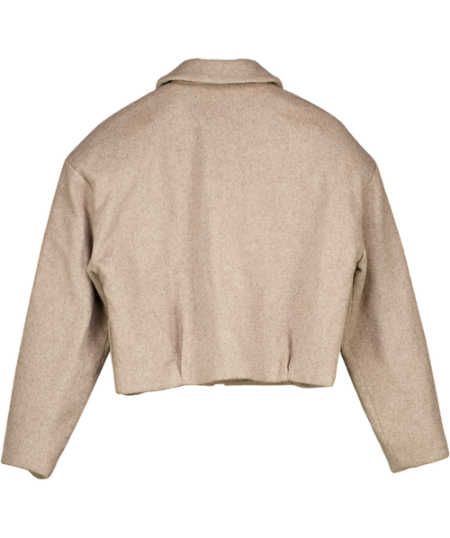ATELIER NINETY FIVE Beige Wool Blend Boxy Jacket UK S