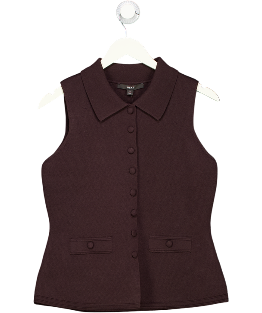 NEXT Chocolate Brown Smart Button Up Knitted Waistcoat UK S