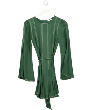 TULAROSA Green Contrast Stitch Belted Nicole Mini Dress UK XXS