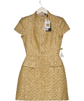 NADINE MERABI Metallic Elysia Gold Sequin Tweed Mini Dress UK 8