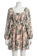 & Other Stories Pink Smocked Square Neck Dress UK 6
