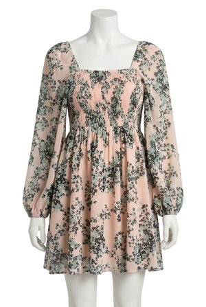 & Other Stories Pink Smocked Square Neck Dress UK 6