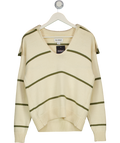 ALIGNE Cream / Olive Green Cotton Striped Knit Jumper UK S