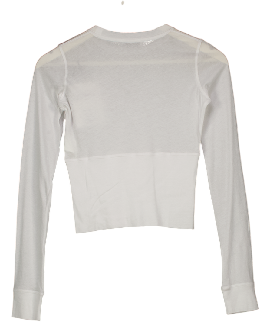 WARDROBE NYC White Fitted Long Sleeve Crop TOP  UK XS