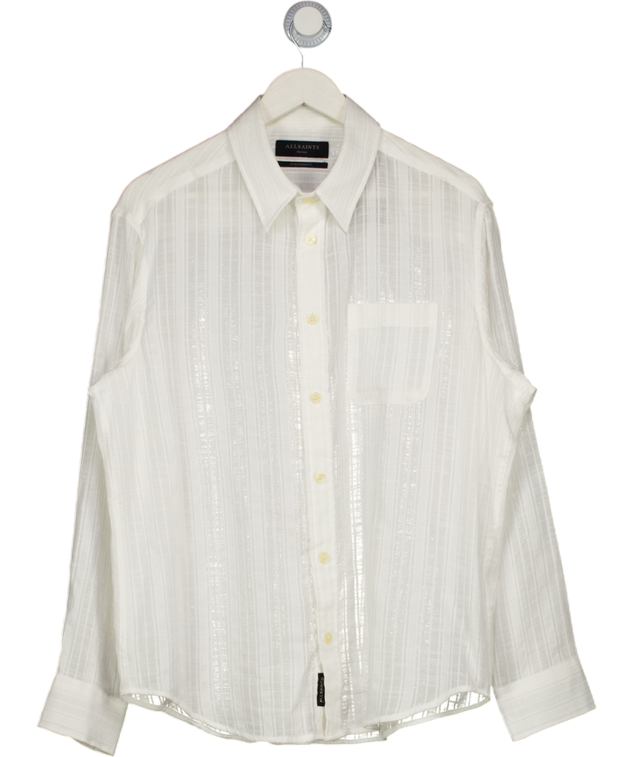 All Saints White Carlyle Oversized Long Sleeve Shirt UK S
