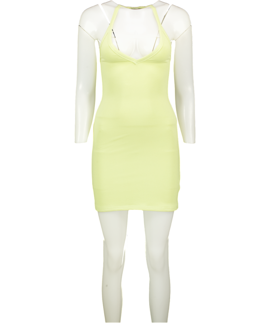 WHITE FOX Lime Green Ribbed Racer Back Mini Dress UK S Reliked WHITE FOX Lime Green Ribbed Racer Back Mini Dress UK S Reliked