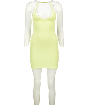 WHITE FOX Lime Green Ribbed Racer Back Mini Dress UK S