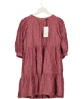 ZARA Textured Tiered Smock Mini Dress Pink UK M