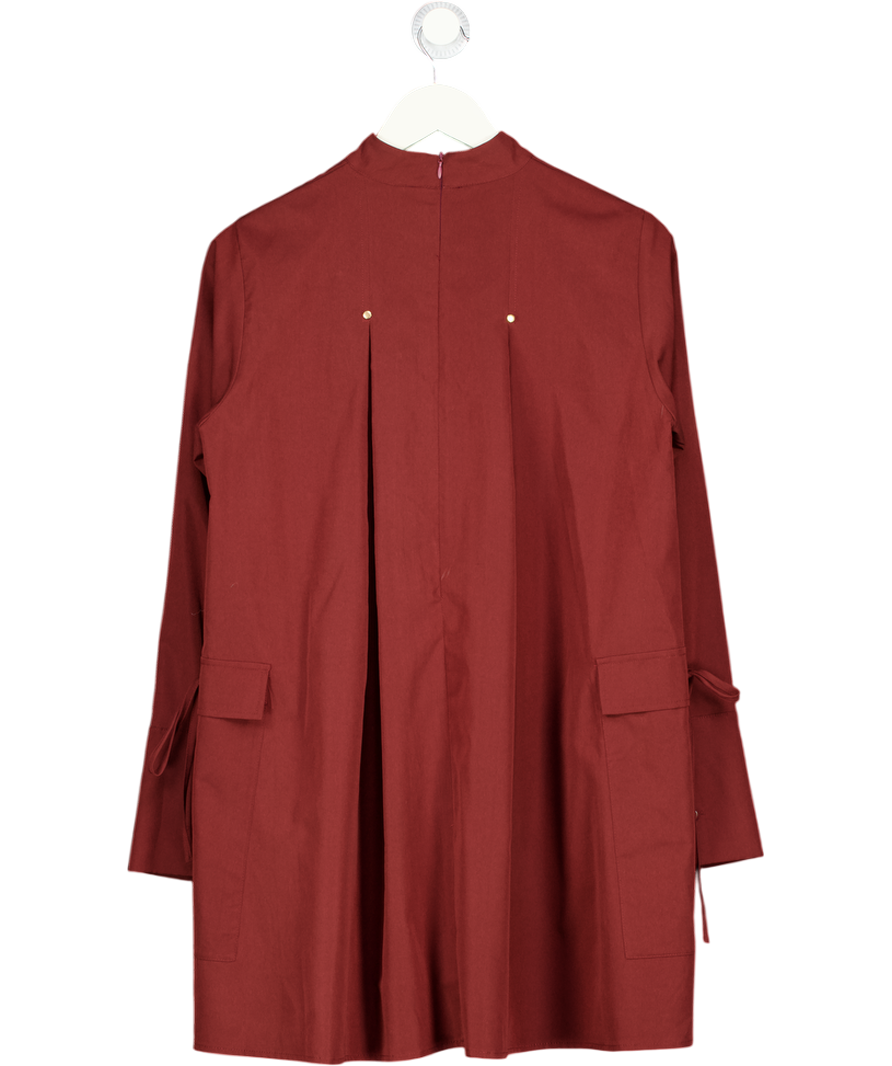 GHOSPELL Burgundy Red Suvi Long Sleeve Mini Dress UK S