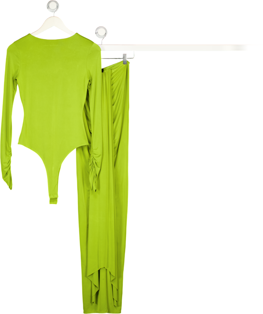 Ruched & Ready Green Long Sleeve Bodysuit Co-ord UK S