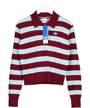 adidas Originals X Asos Wool Rugby Top In Burgundy & Blue Stripe UK S