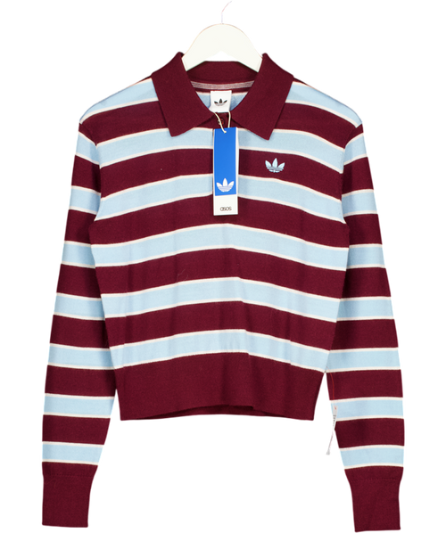 adidas Originals X Asos Wool Rugby Top In Burgundy & Blue Stripe UK S