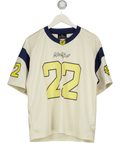 BROKEN PLANET Cream / Yellow 22 Football Jersey T-shirt UK S