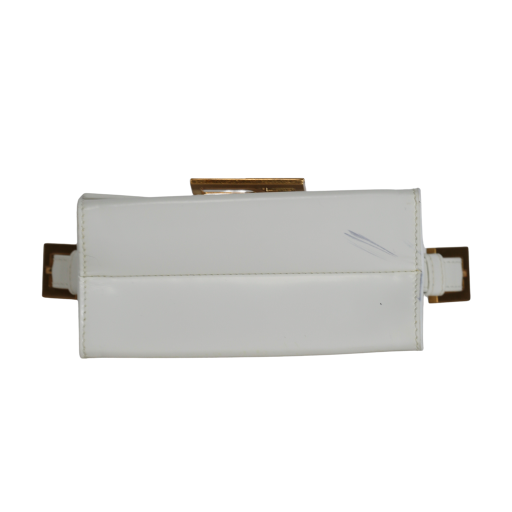 BY FAR Fran Smooth White  Mini Leather Handbag