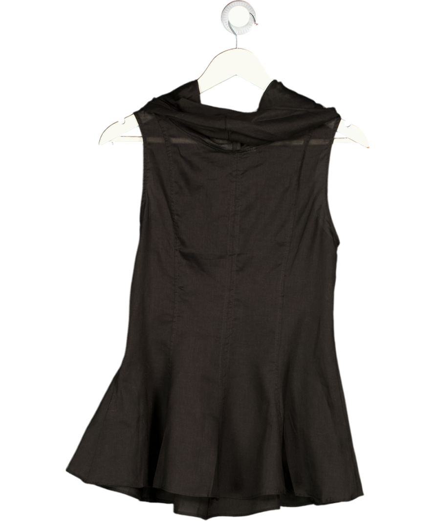H&M Black Ramie-blend Peplum Top UK XS