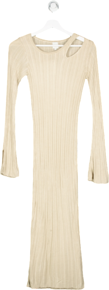 River Island Beige Knitted Bodycon Midi Dress UK 6