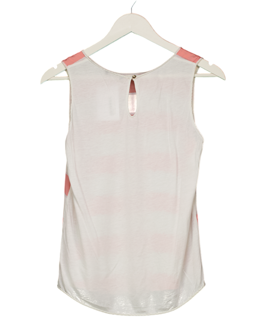 Massimo Dutti White Sleeveless Round Neck Striped Top UK S