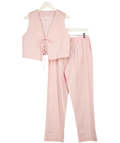 HYPHEN 2-piece Baby Pink Linen Blend Waistcoat Top & Trouser Set UK 12