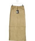 4th & Reckless Lorna Olive Green Faux Suede Maxi Skirt UK 8
