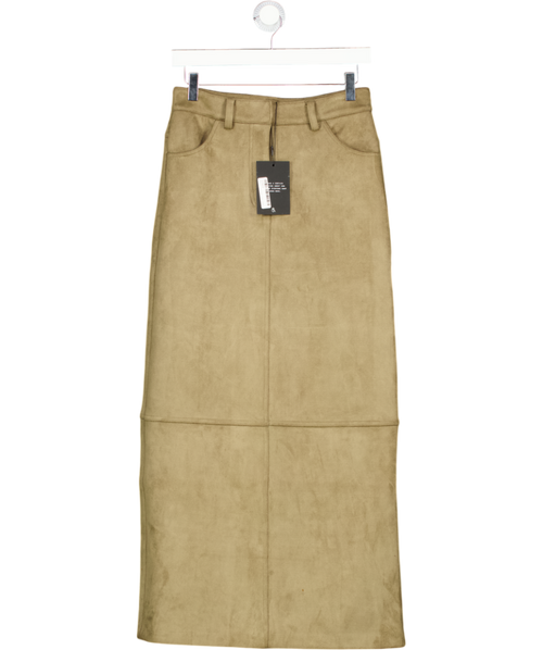 4th & Reckless Lorna Olive Green Faux Suede Maxi Skirt UK 8