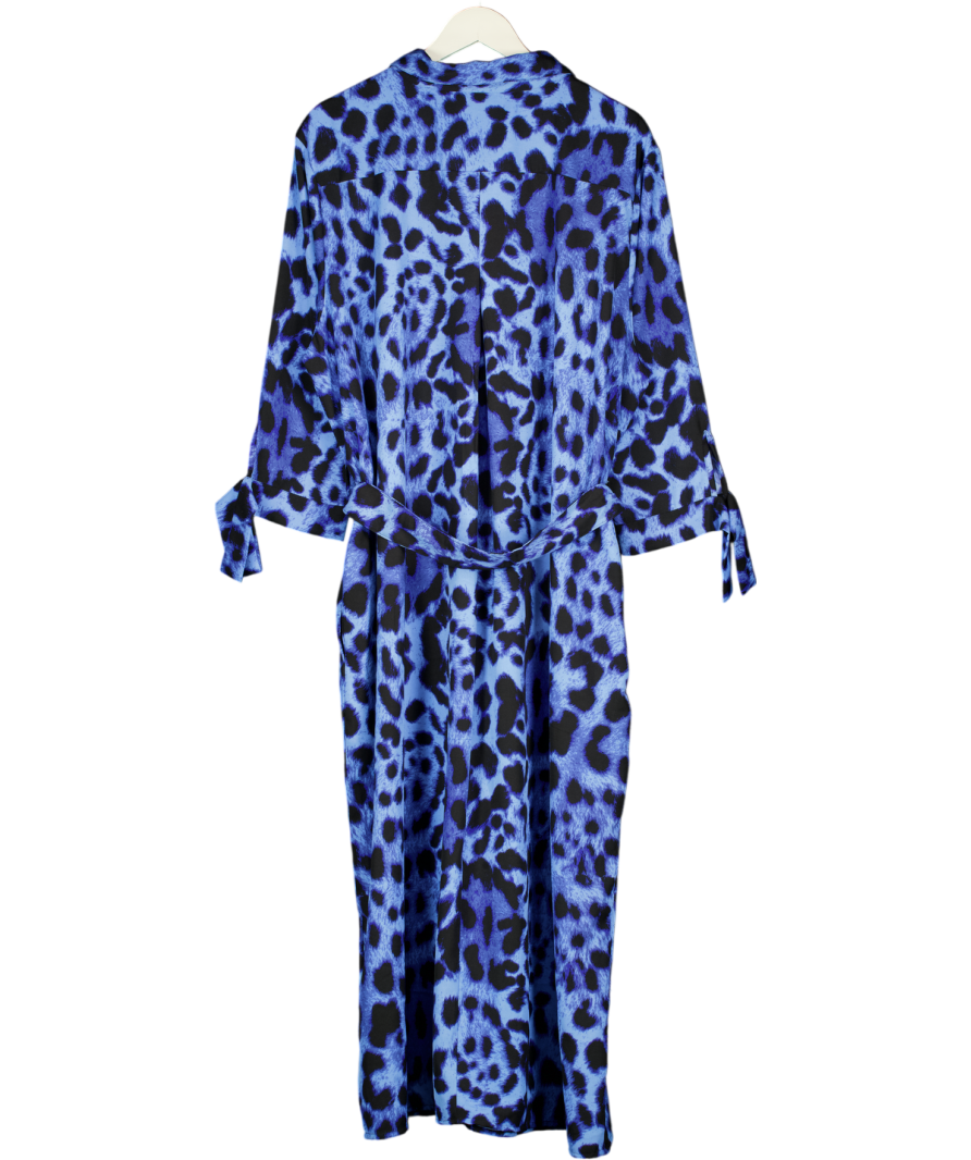 Dancing Leopard Blue Leopard Print Shirt Dress UK 24