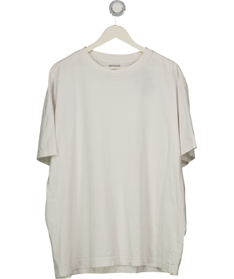 Weekday White Oversized T-shirt UK L