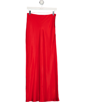 4th & Reckless Red Satin Slip Midi Skirt UK 8