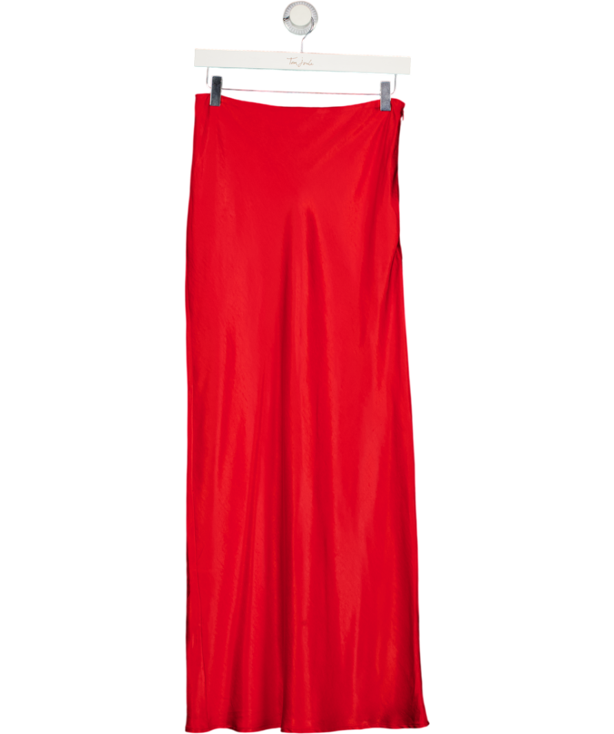 4th & Reckless Red Satin Slip Midi Skirt UK 8