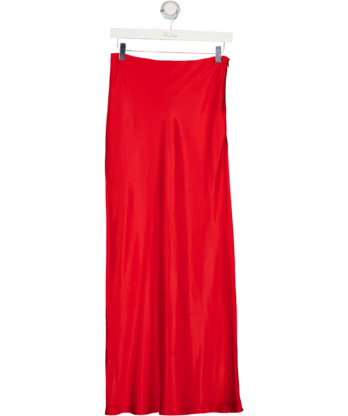 4th & Reckless Red Satin Slip Midi Skirt UK 8