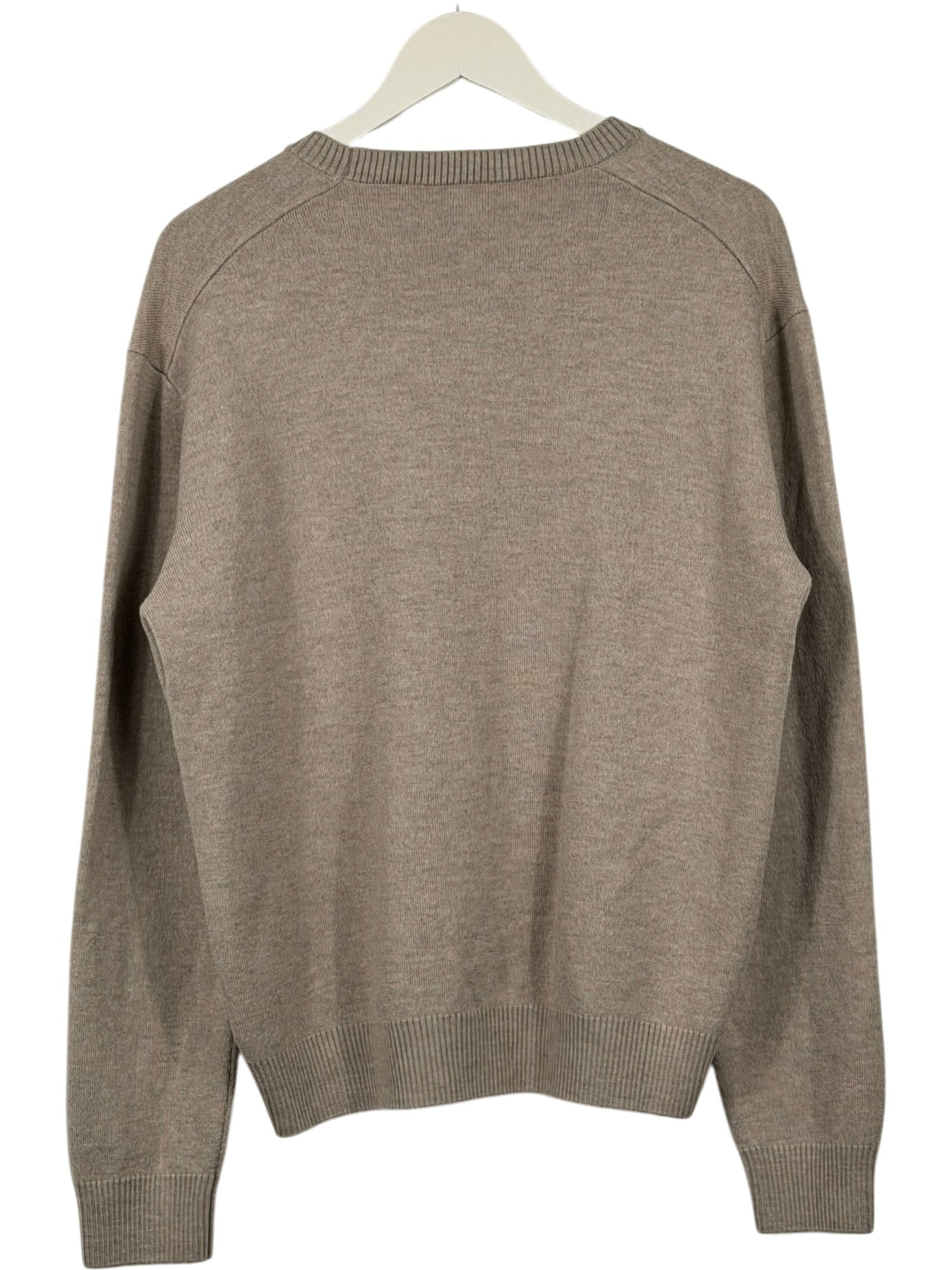 AMI PARIS Brown Extrafine Merino Wool Heart Logo Jumper UK M