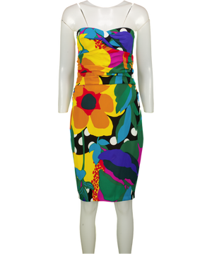 Diane von Furstenberg Multicoloured Silk Calida Strapless Dress US 6 UK 10