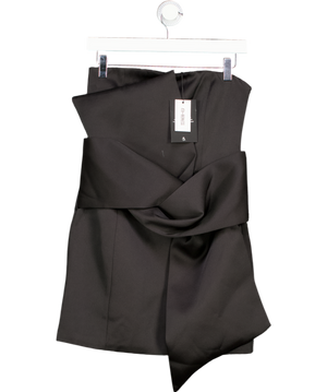 4th & Reckless Simone Black Bow-front Satin Mini Dress UK 6