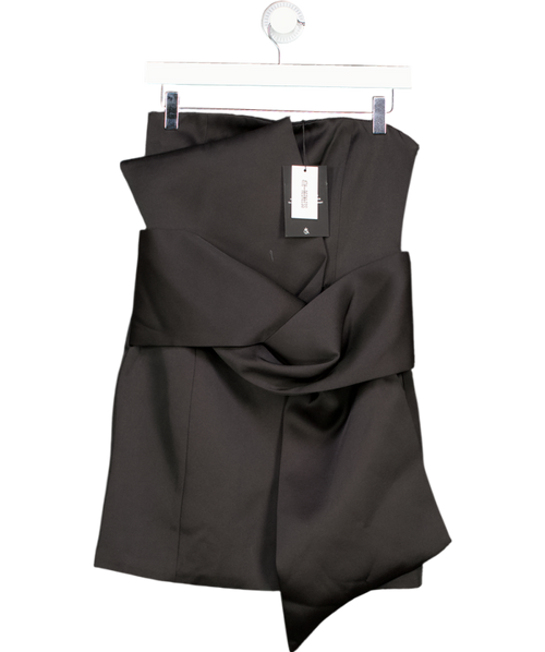 4th & Reckless Simone Black Bow-front Satin Mini Dress UK 6