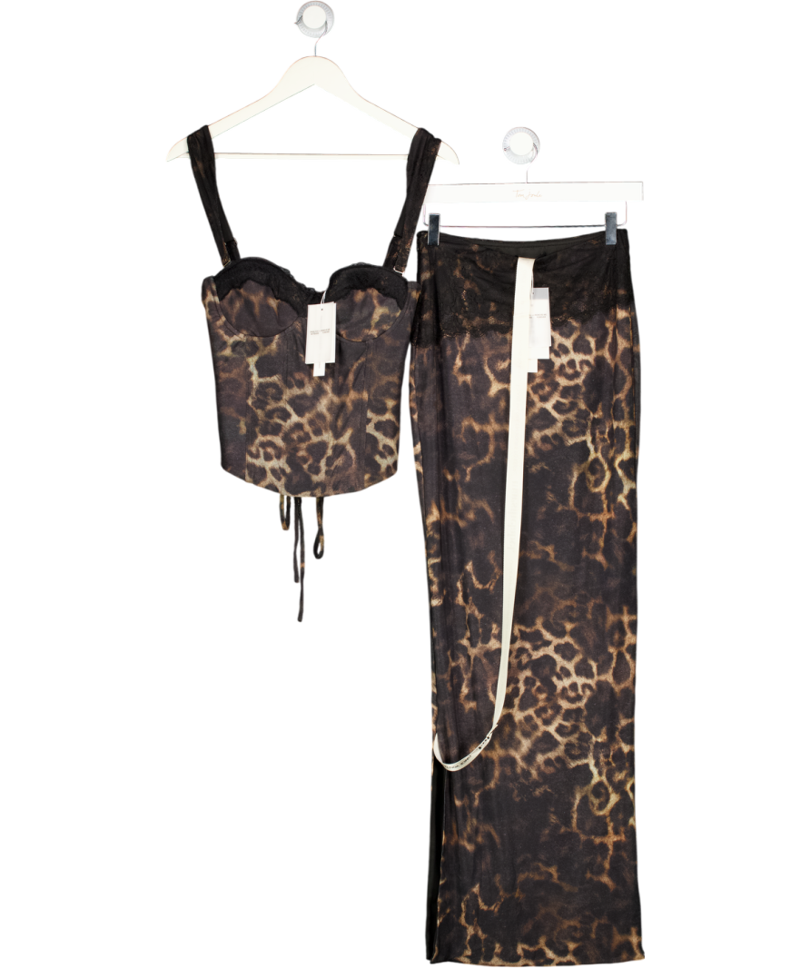 Mars the Label 2 Piece Jayde Brown Leopard Print Corset And Maxi Skirt Set UK 8