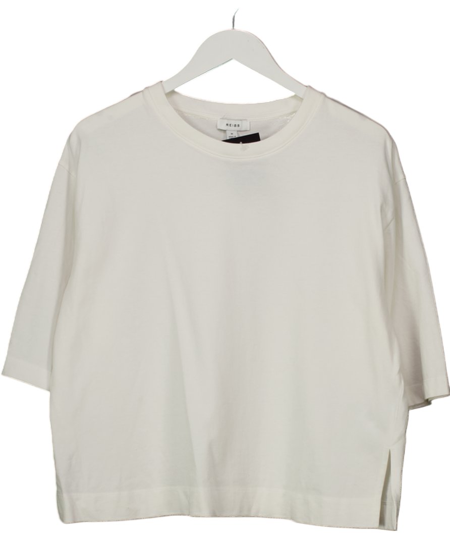 REISS Cassie Oversized Cotton Crew Neck T-shirt In White UK M