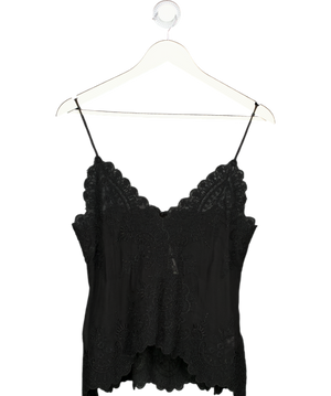 ZARA Black Lace Dipped Hem Cami Top UK XS