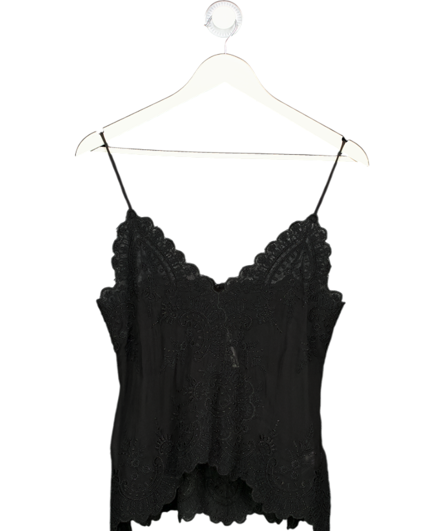 ZARA Black Lace Dipped Hem Cami Top UK XS