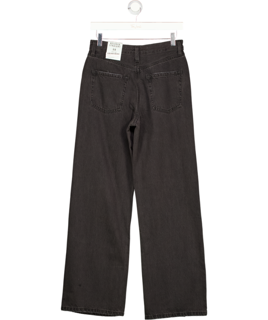 River Island Black High Waisted Relaxed Straight Leg Jeans UK XS