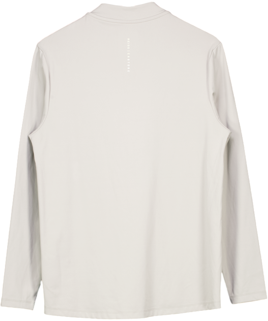 REISS Grey Castore Performance Quarter-zip Funnel Neck Top UK S