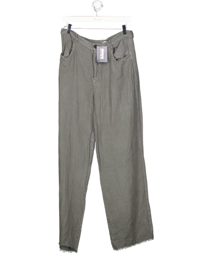 ZARA Grey Linen Wide Leg Trousers UK M