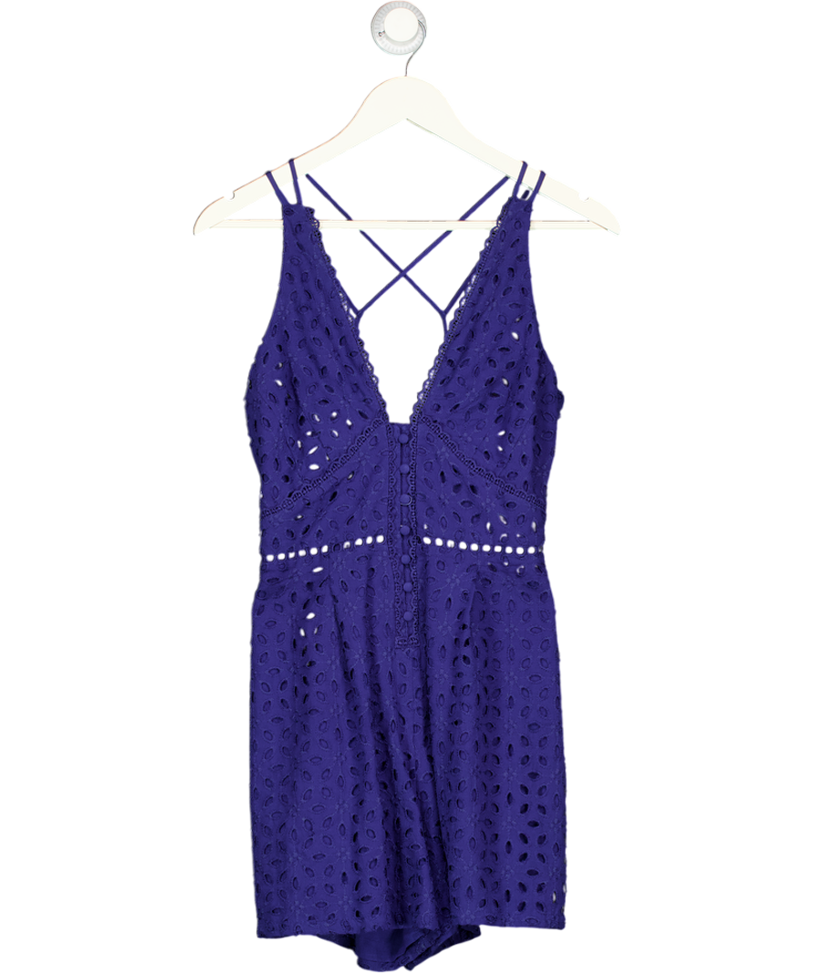 KAREN MILLEN Blue Broderie Mini Dress UK 6