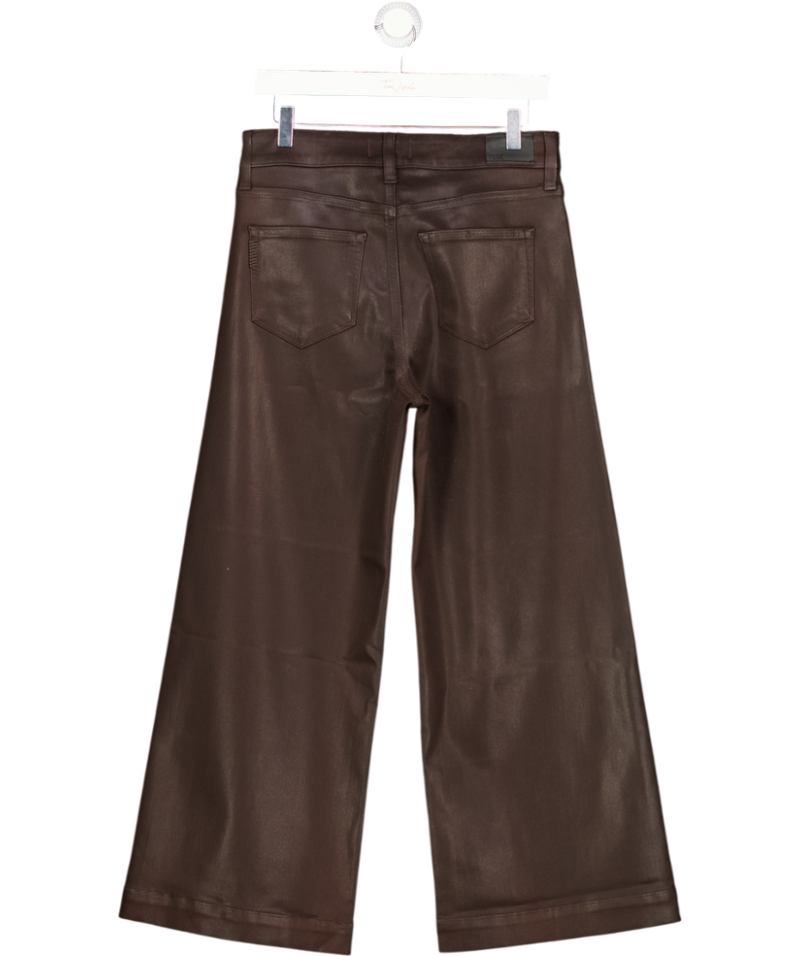 PAIGE Dark Brown Anessa Coated Wide-leg Jeans W29
